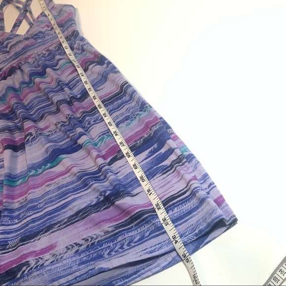 SO Purple Multicolor Denim Navy Spagetti Strap Tank Dress Criss Cross Back - Picture 13 of 14
